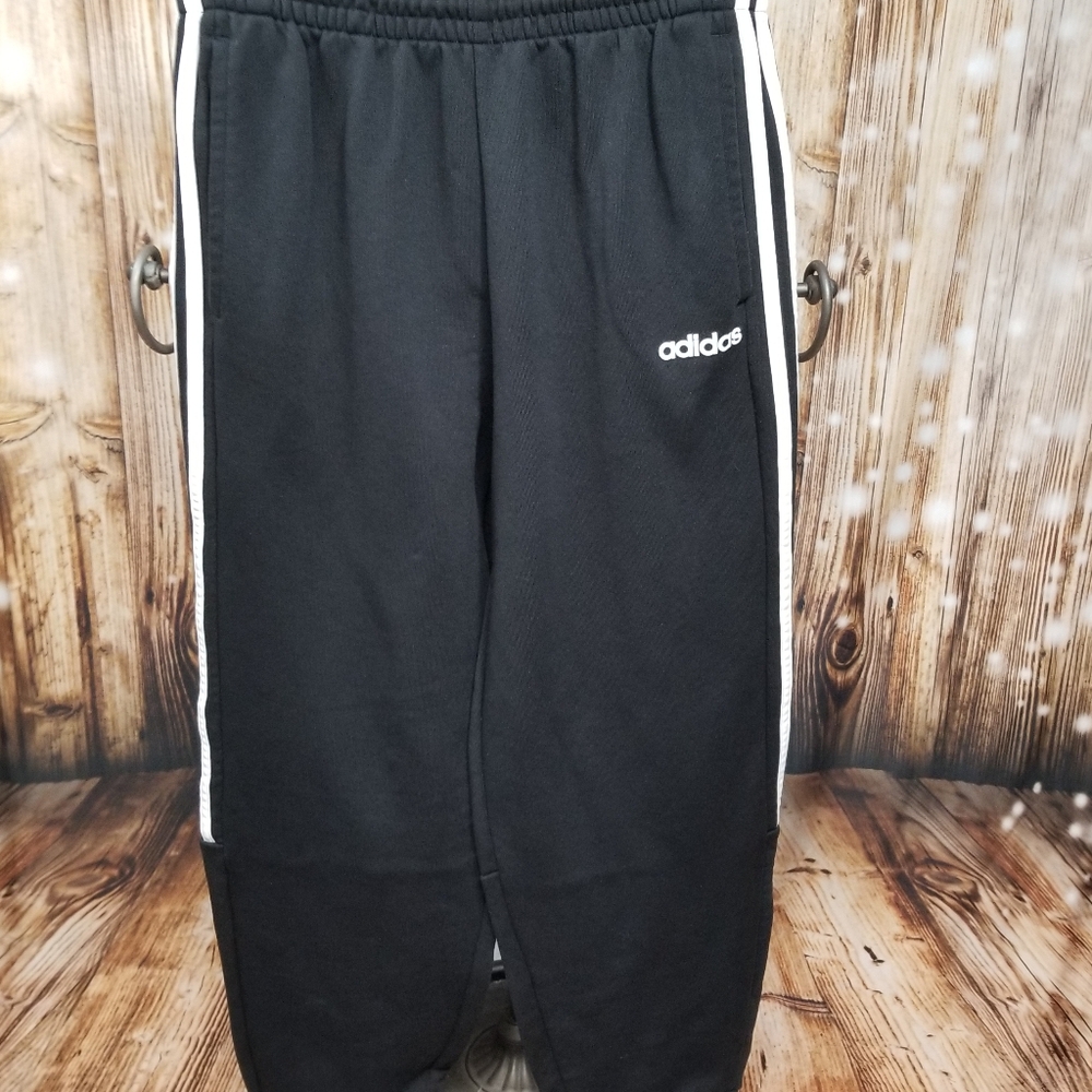 Adidas Black Athletic Striped Side Women's M Drawstring Activewear Jogger Pants